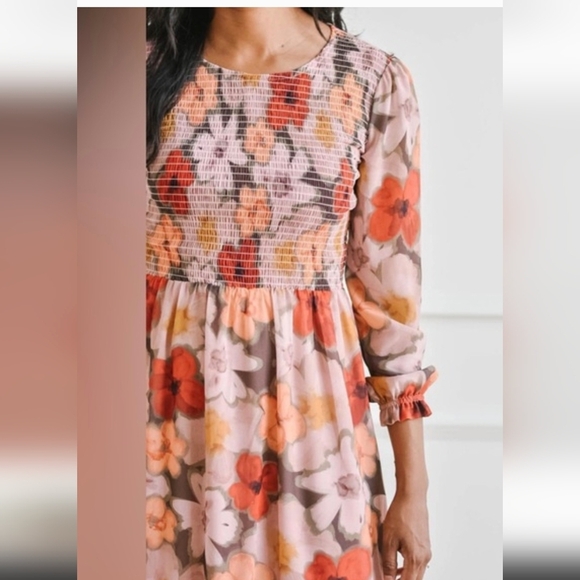 Mad About Style Jilly Box Grace Farm Floral Smocked Midi Dress Size L NWOT - Picture 8 of 17